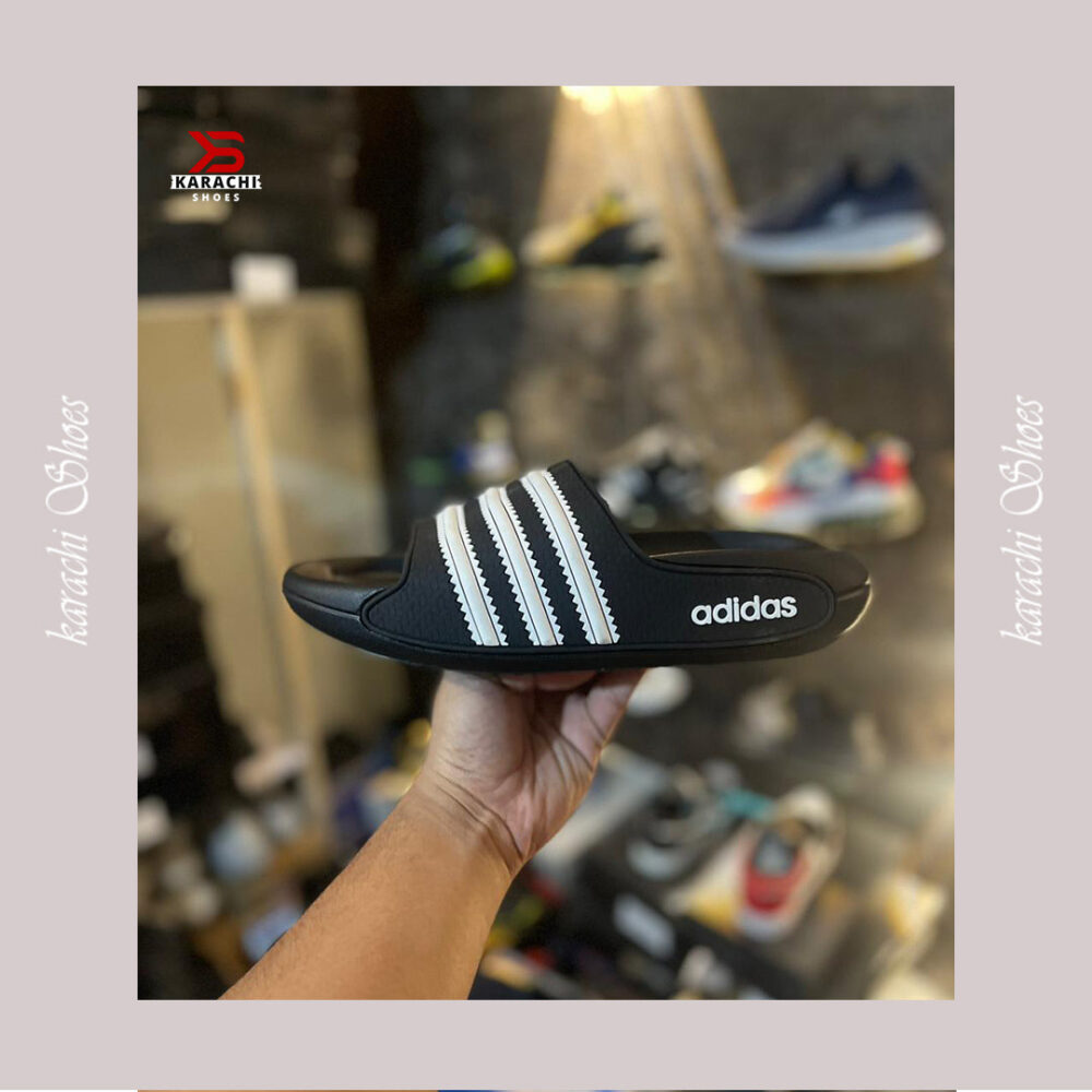 AD Black Slides - Karachi Shoes