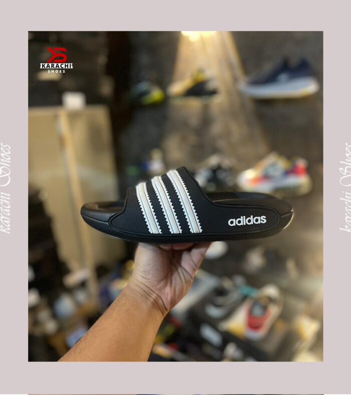 AD Black Slides - Karachi Shoes