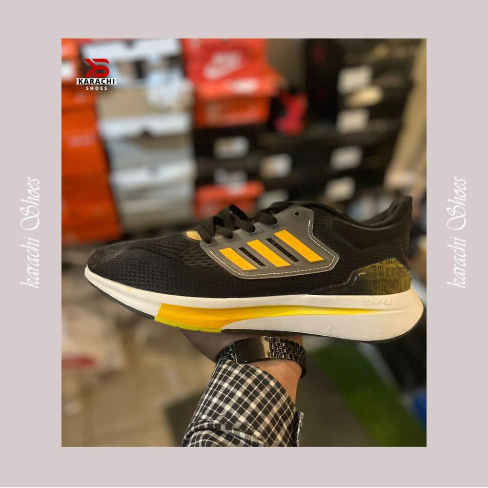 Adiillette Ulltrabouncce Running (Core Bllack-Yellow) - Karachi Shoes