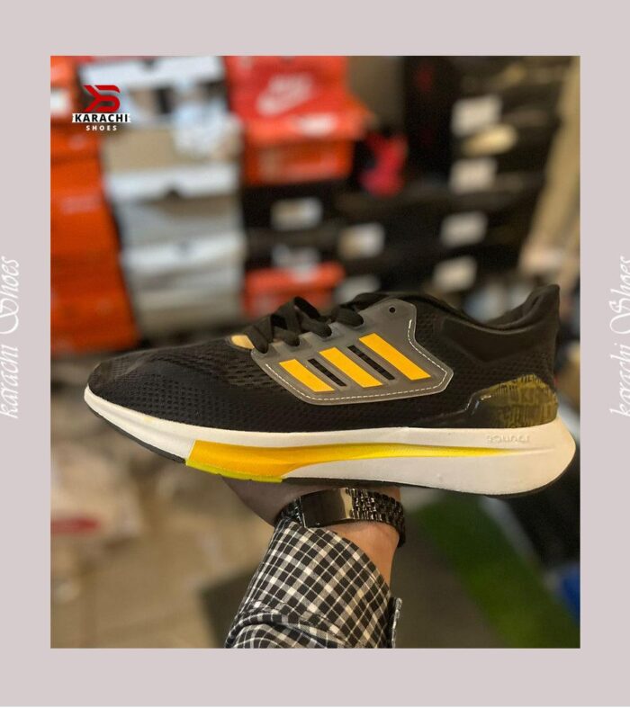 Adiillette Ulltrabouncce Running (Core Bllack-Yellow) - Karachi Shoes