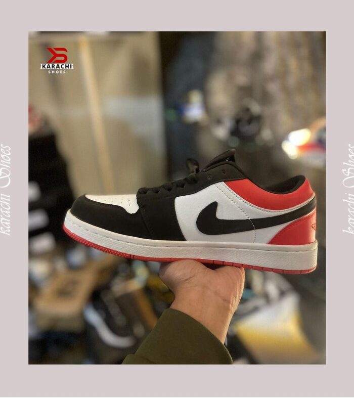 Jordan Low Top Red Black White - Karachi Shoes